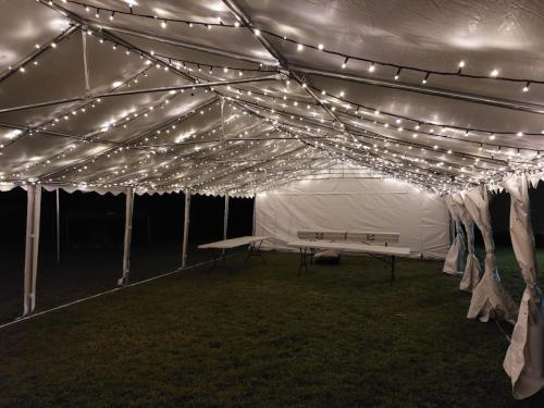 12m x 6m marquee with fairy lights and partial walls